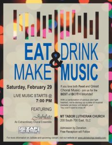 Jubilate presents "Eat, Drink and Make Music"