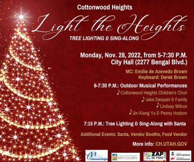Cottonwood Heights Light the Heights Tree Lighting and Sing-Along