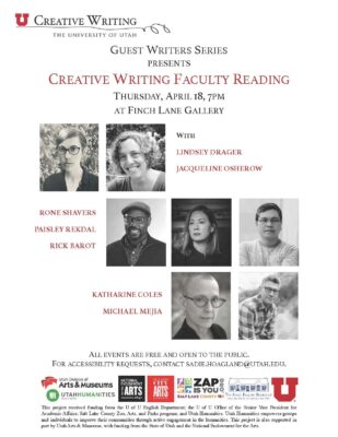 University of Utah's Guest Writers Series presents the Creative Writing Faculty Reading