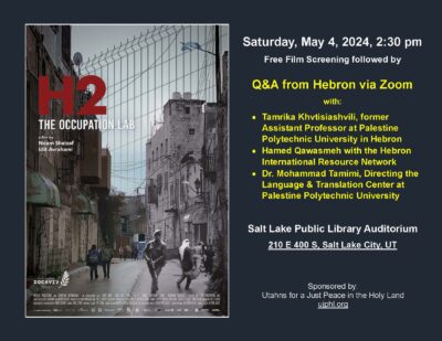 Free film screening of "H2: The Occupation Lab," a 2022 documentary about Hebron in the West Bank by Noam Sheizaf and Idit Avrahami.